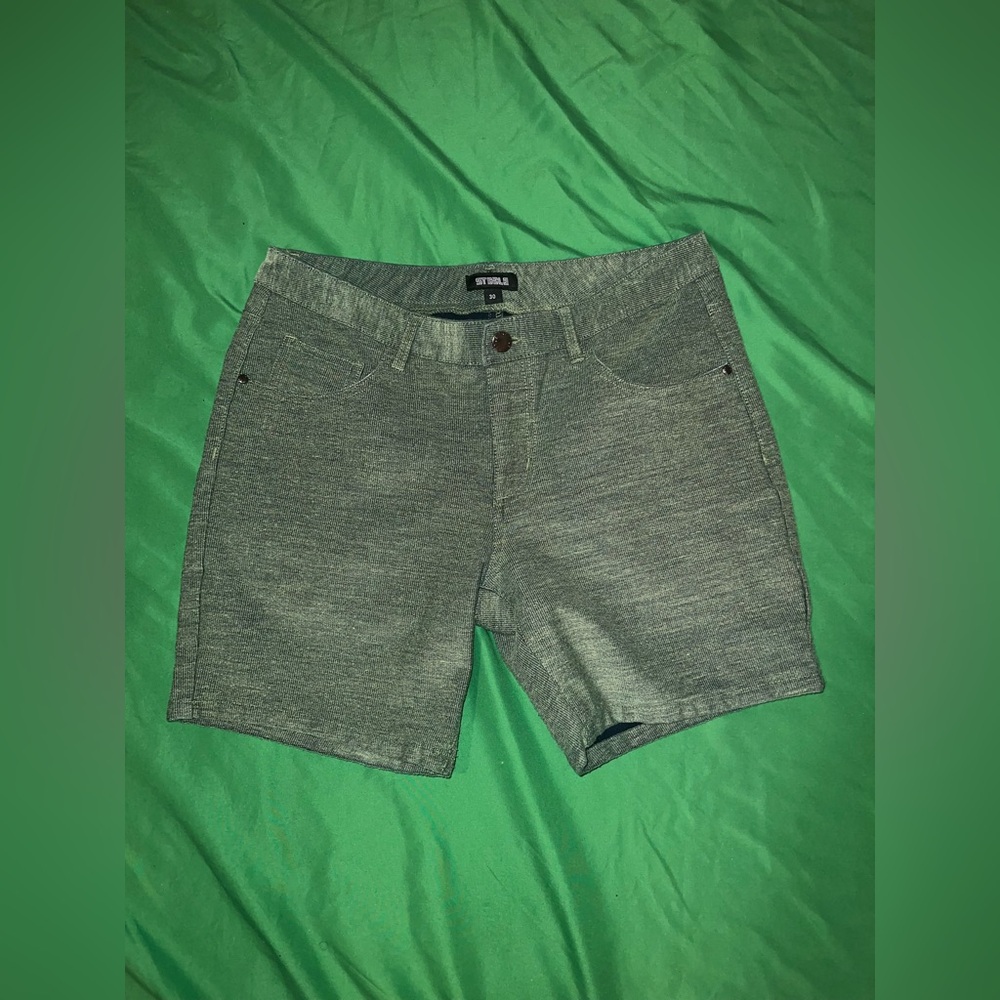 Men's Flat Front Shorts in Olive Green - Picture 2 of 8